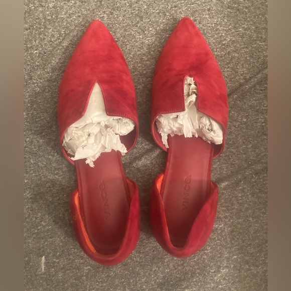 Vince Red Suede Darlington Flats - Picture 2 of 5